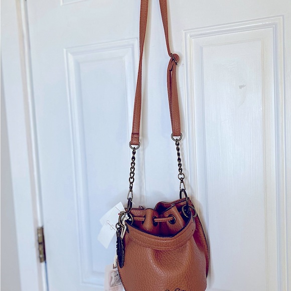 Jessica Simpson Janis Mini BUCKET Bag, Cognac, NWT - Picture 4 of 14